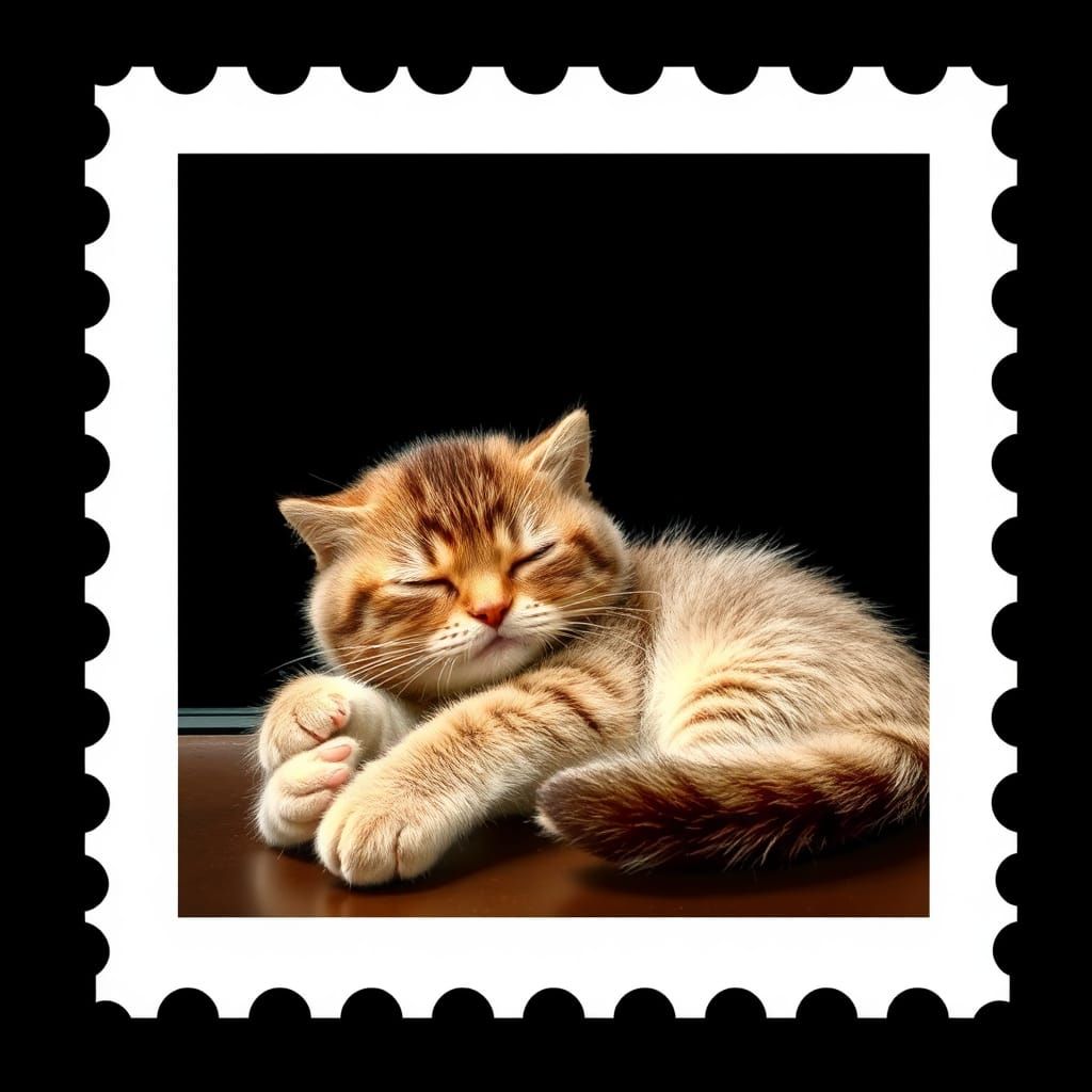 Sleeping Scottish Fold Kitten Postage Stamp