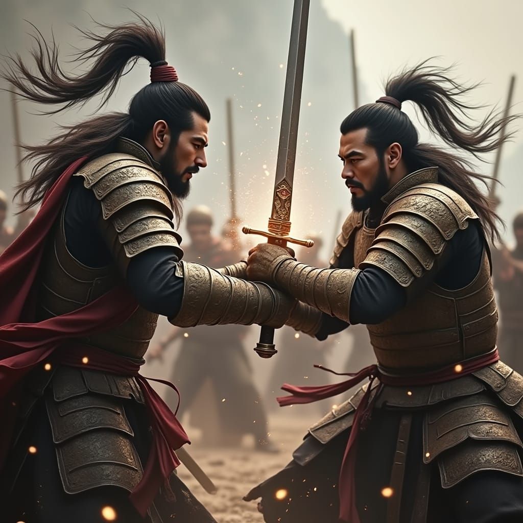 Chinese Warriors Engage in Epic Sword Fight