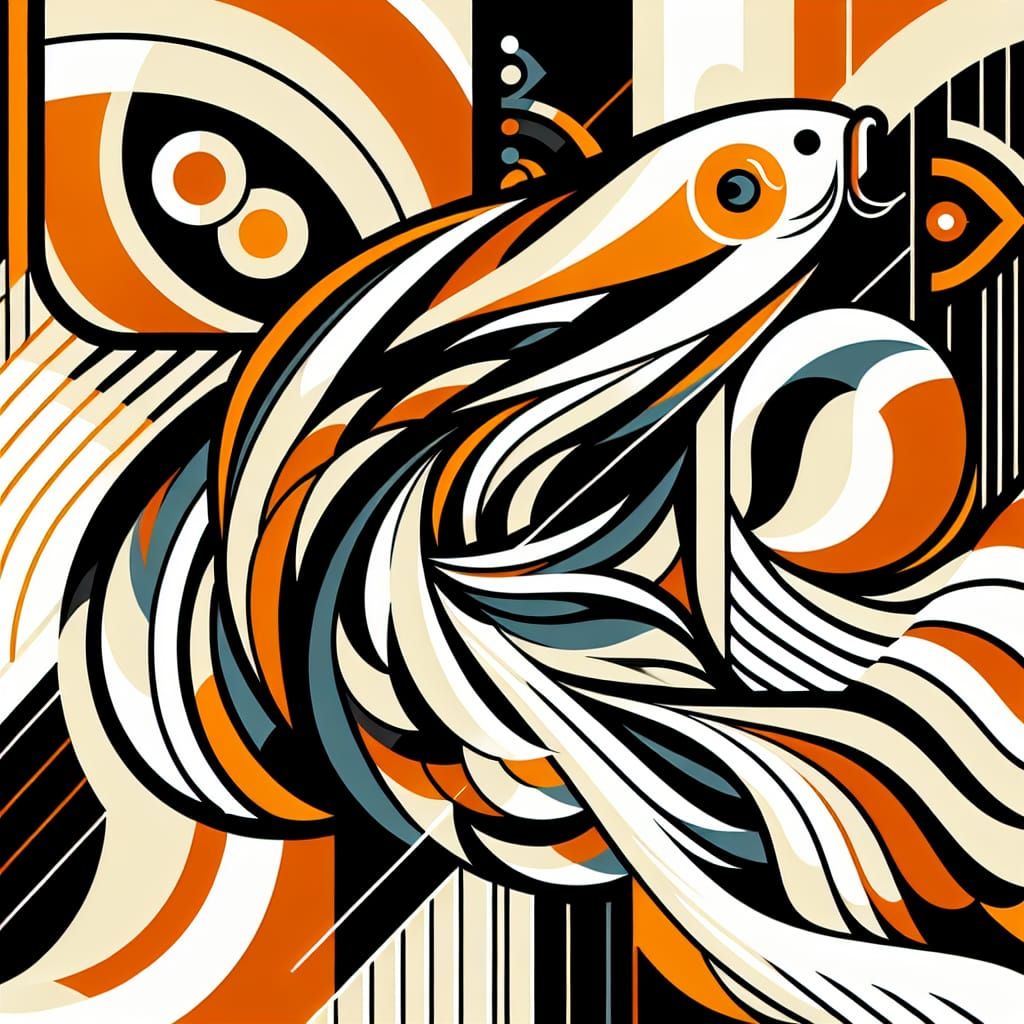 Abstract Art Deco Koi Fish Inspired Image
