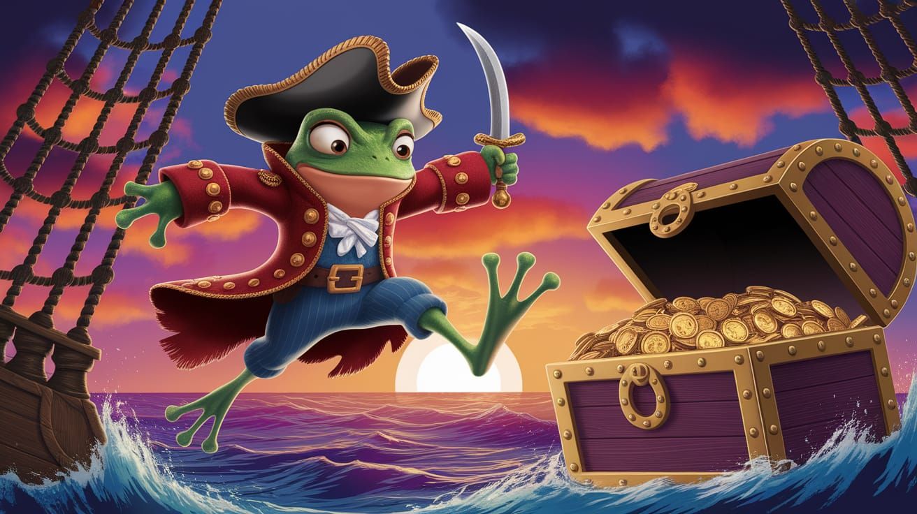 Tree Frog Pirate Captain in Pixar Style