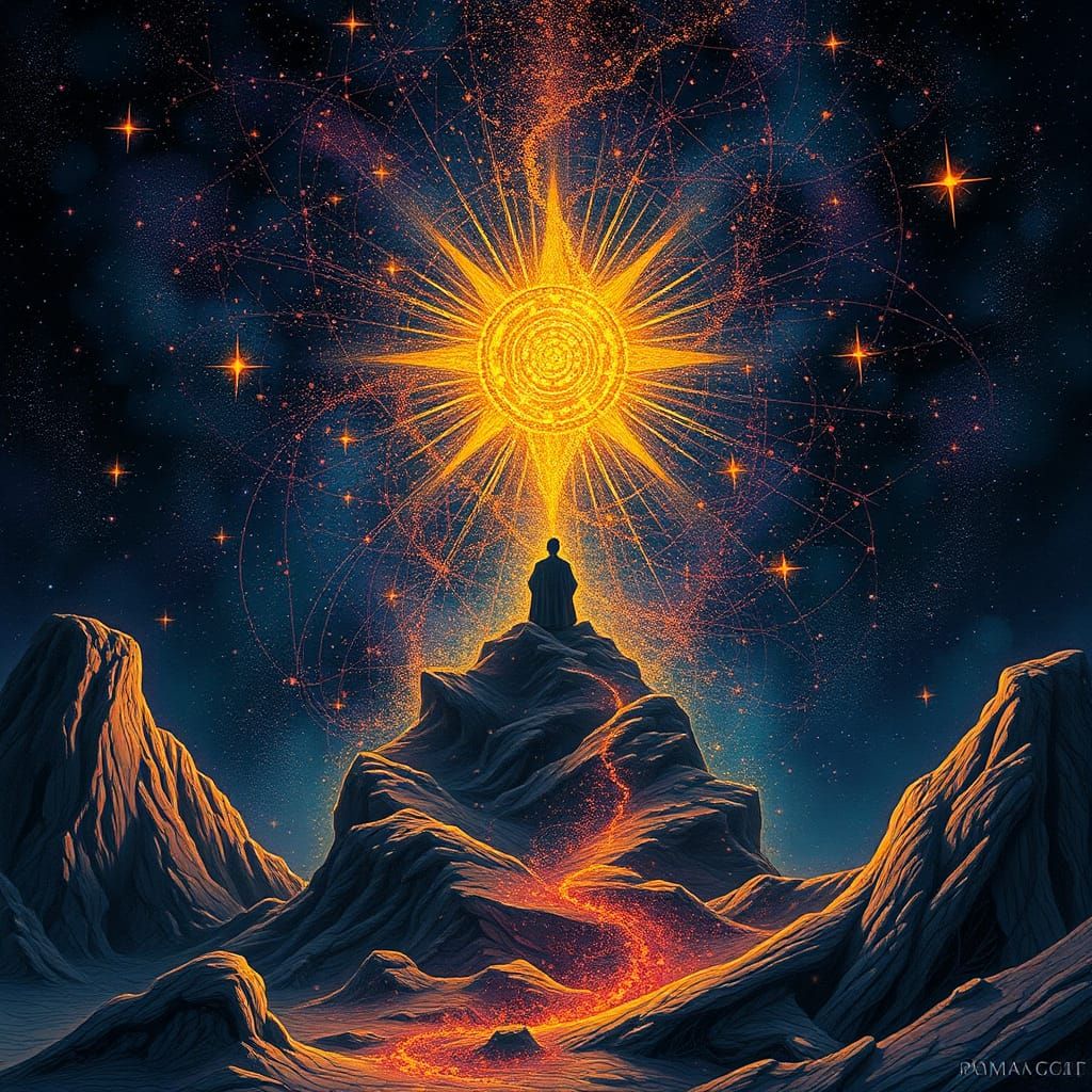 Spiritual Enlightenment Transcends Mortality in Vibrant Poin...