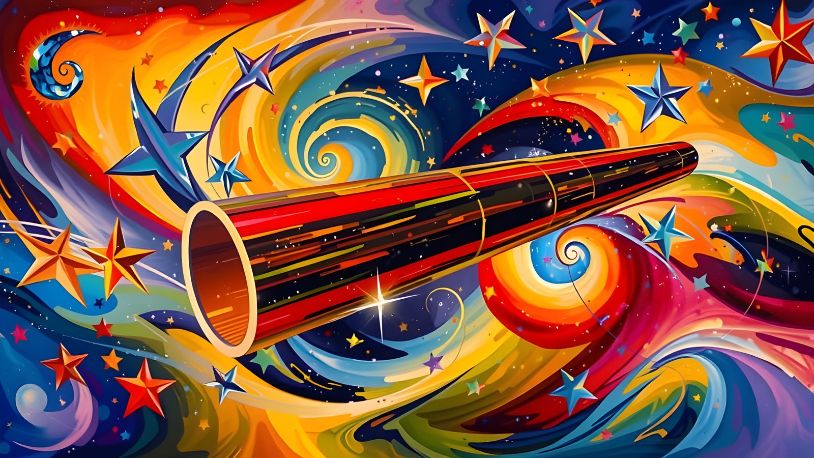 Reflective Cylinder Mirrored in Kandinsky Star Cosmos