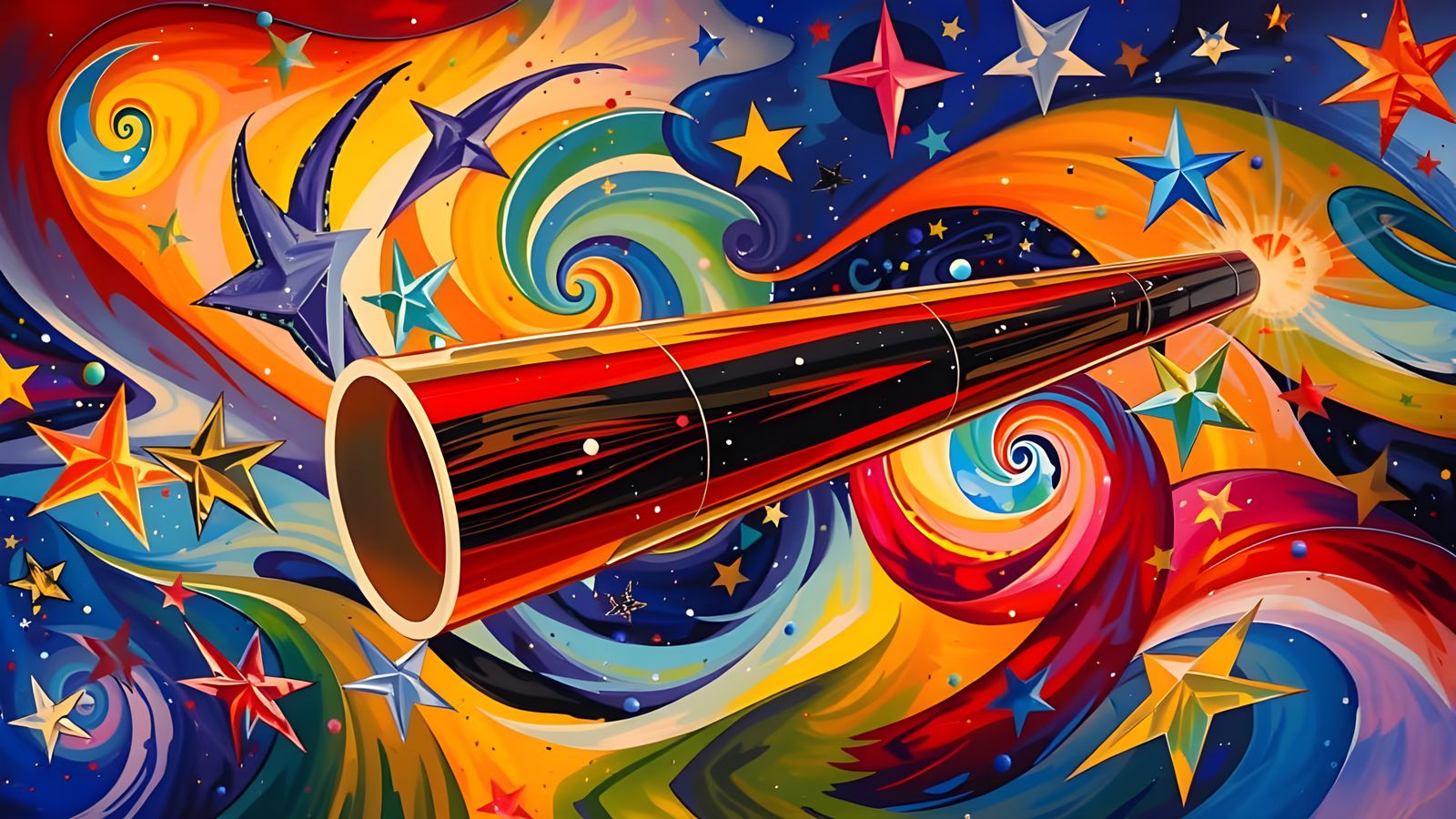 Reflective Cylinder Mirrored in Surrealist Star Cosmos