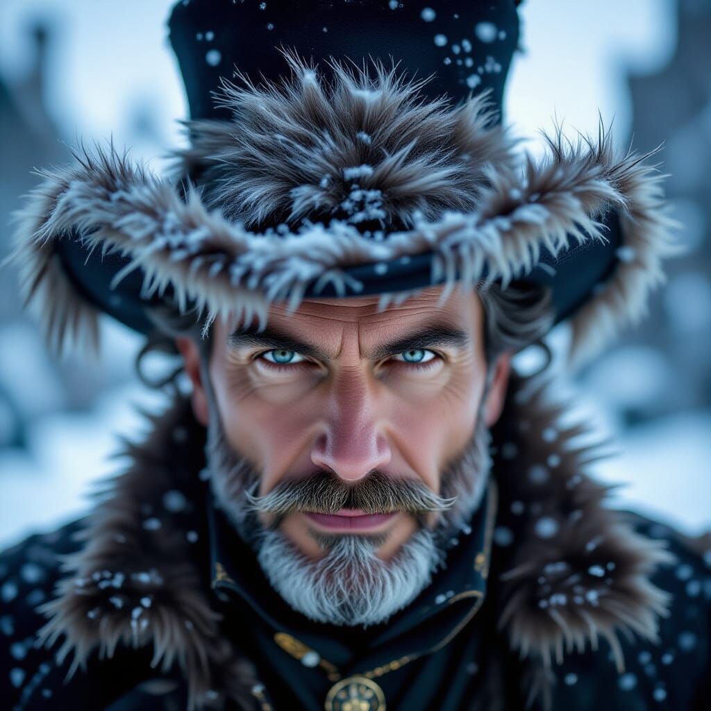 Magician Macro Portrait in Icy Medieval Cold