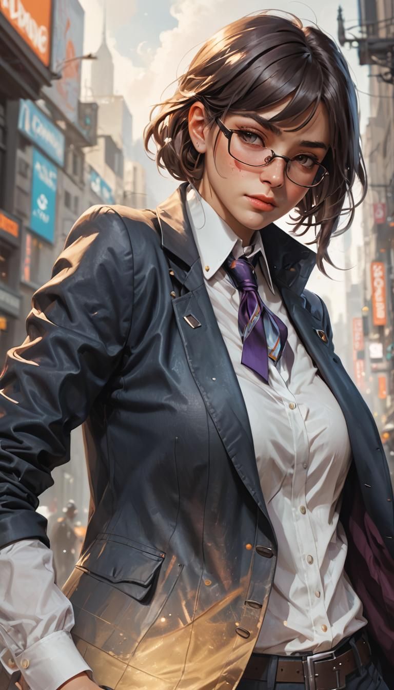 Nerdy Girl Portrait in Hyperdetailed Digital Art