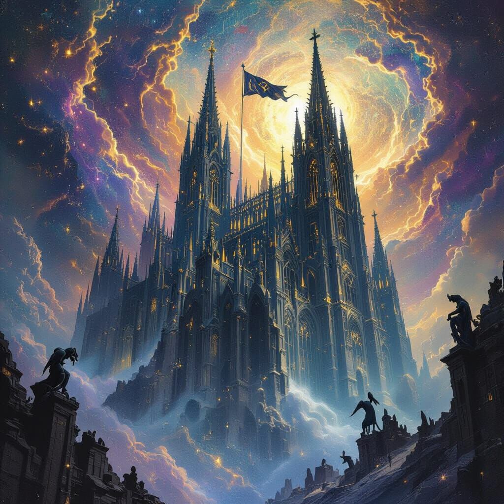 Cosmic Cathedral in Swirling Starlight Dust