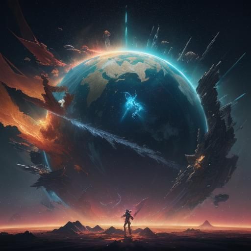 Ice and Fire Phoenix Destruction in Abstract Style