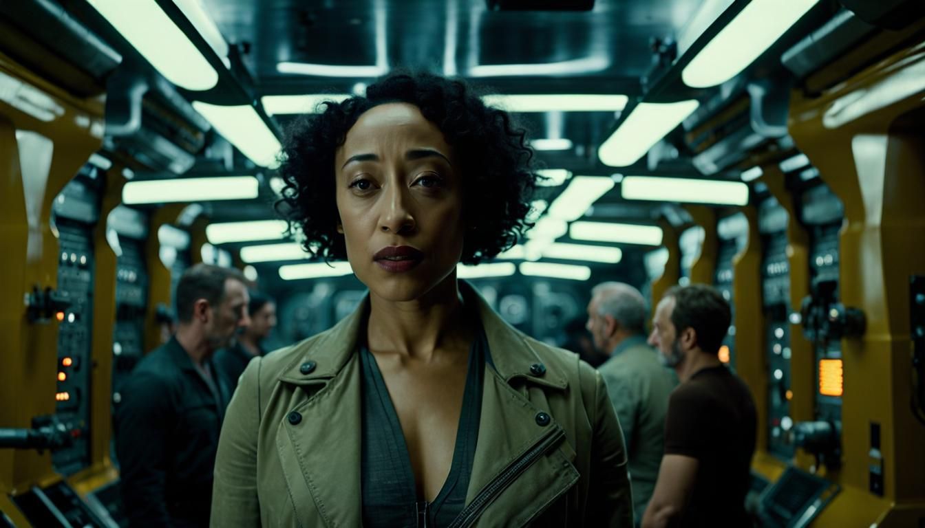 Sci-Fi Engineer in Spaceship Engine Room