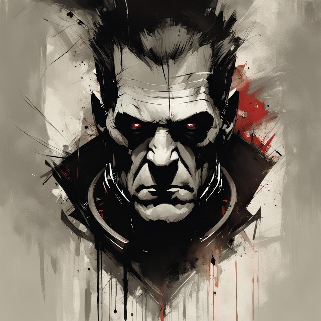 Frankenstein's Monster in Dada Art Style
