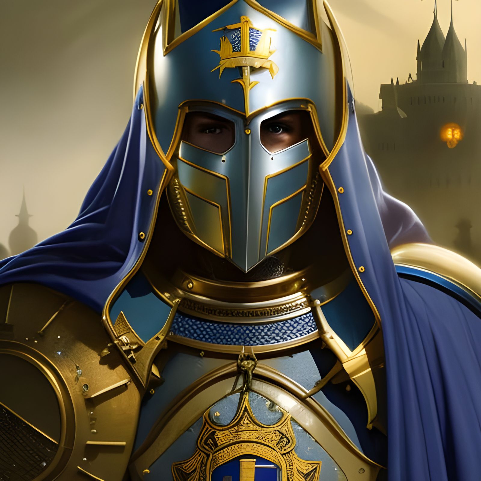 Detailed Crusader Portrait in Medieval Style