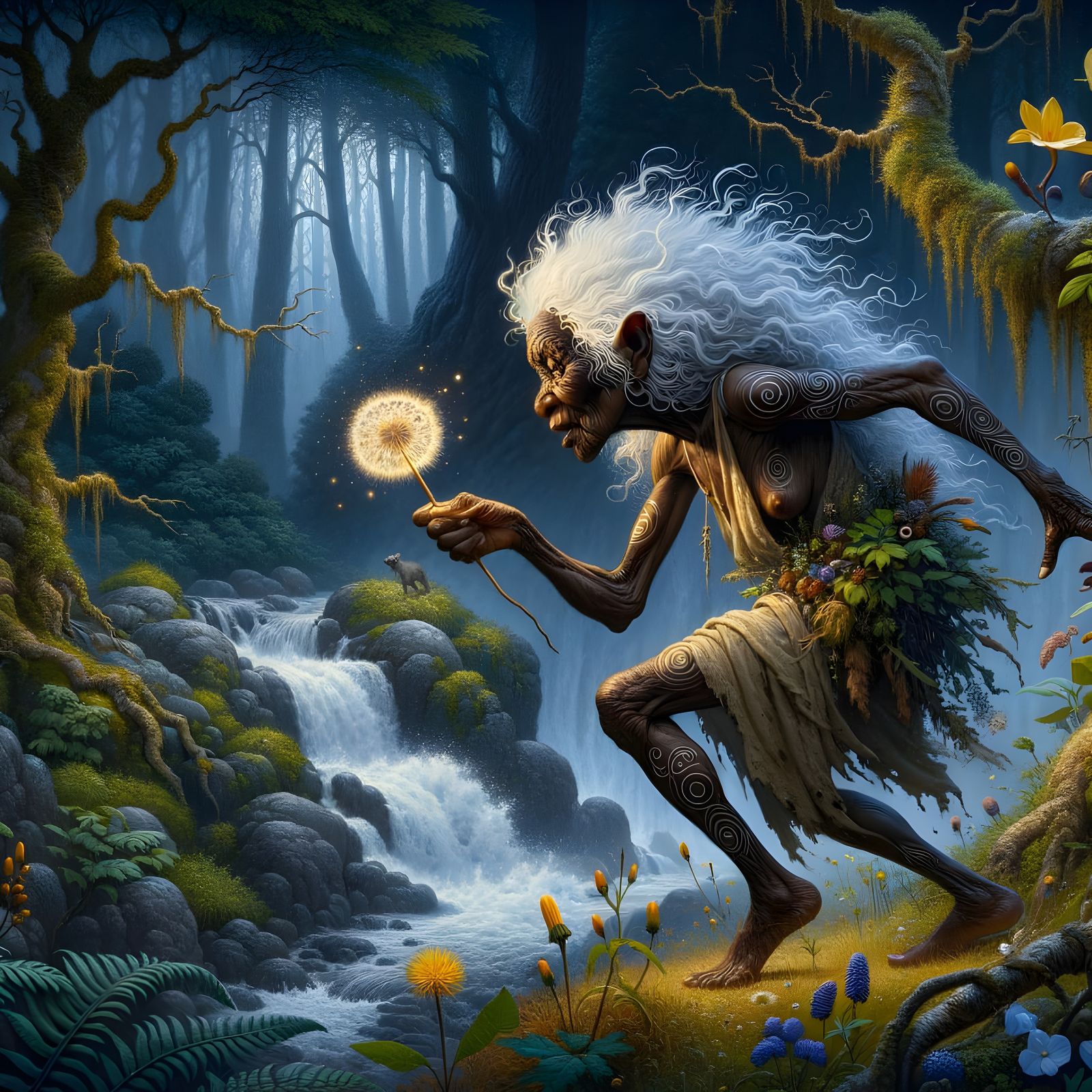 Old Sorceress of the waterfall