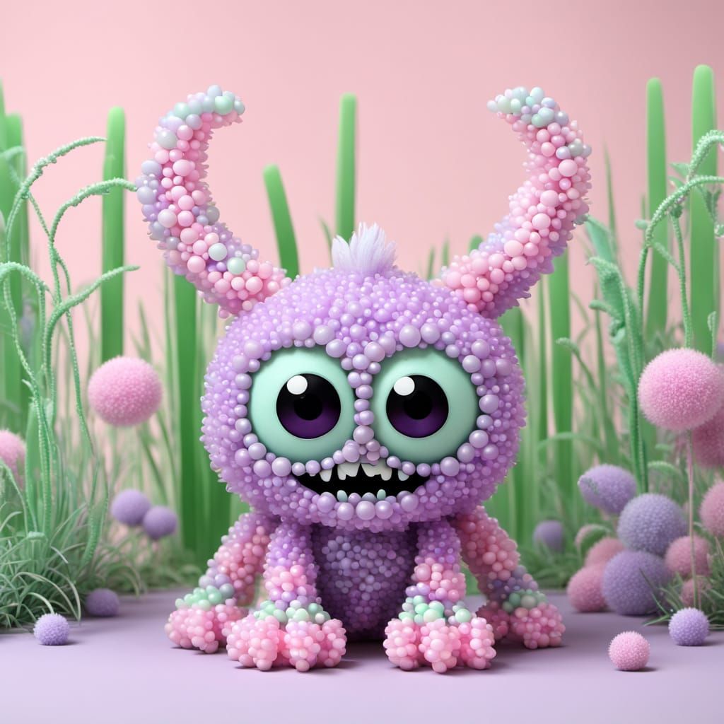 Adorable Jelly Bean Monster in Children's Animation Style