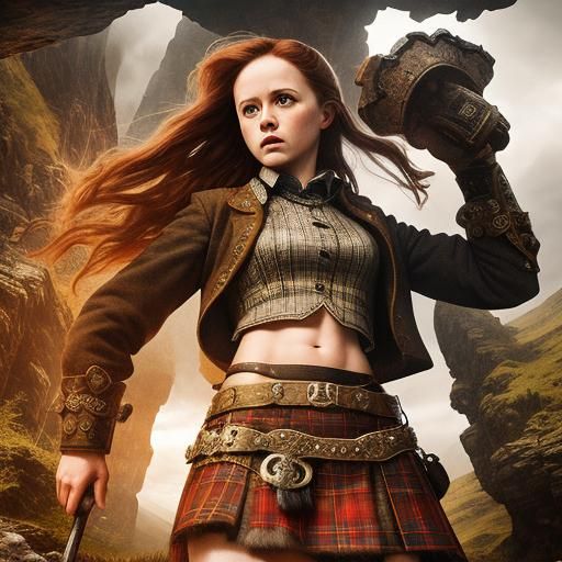 Bonnie Lass in Kilt: Dramatic Digital Matte Painting