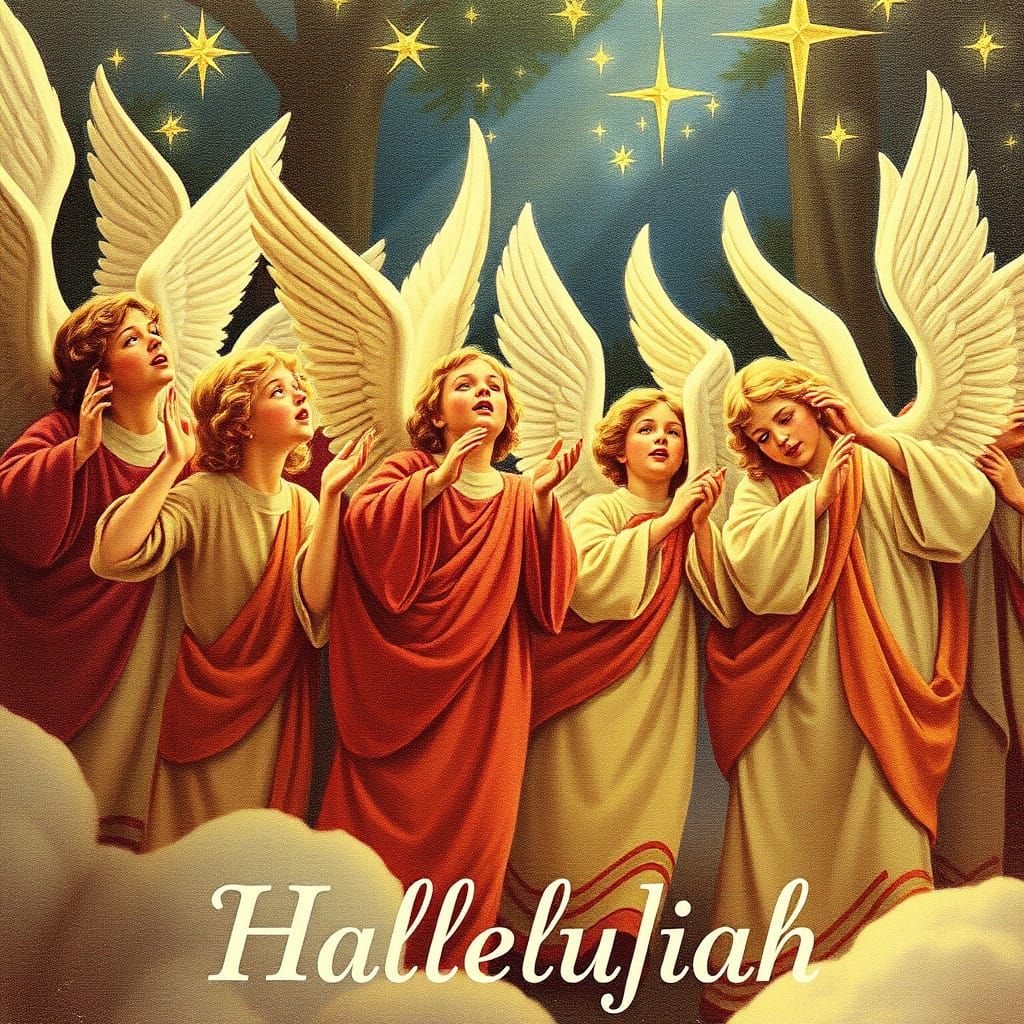 Angels Praise in a Warm, Idyllic Scene, in the Style of Thom...