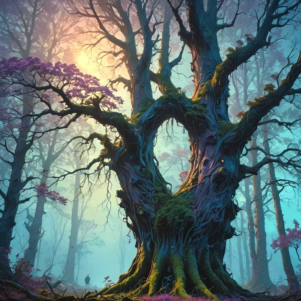 Mystical 30-Meter Tree in Detailed Matte Painting