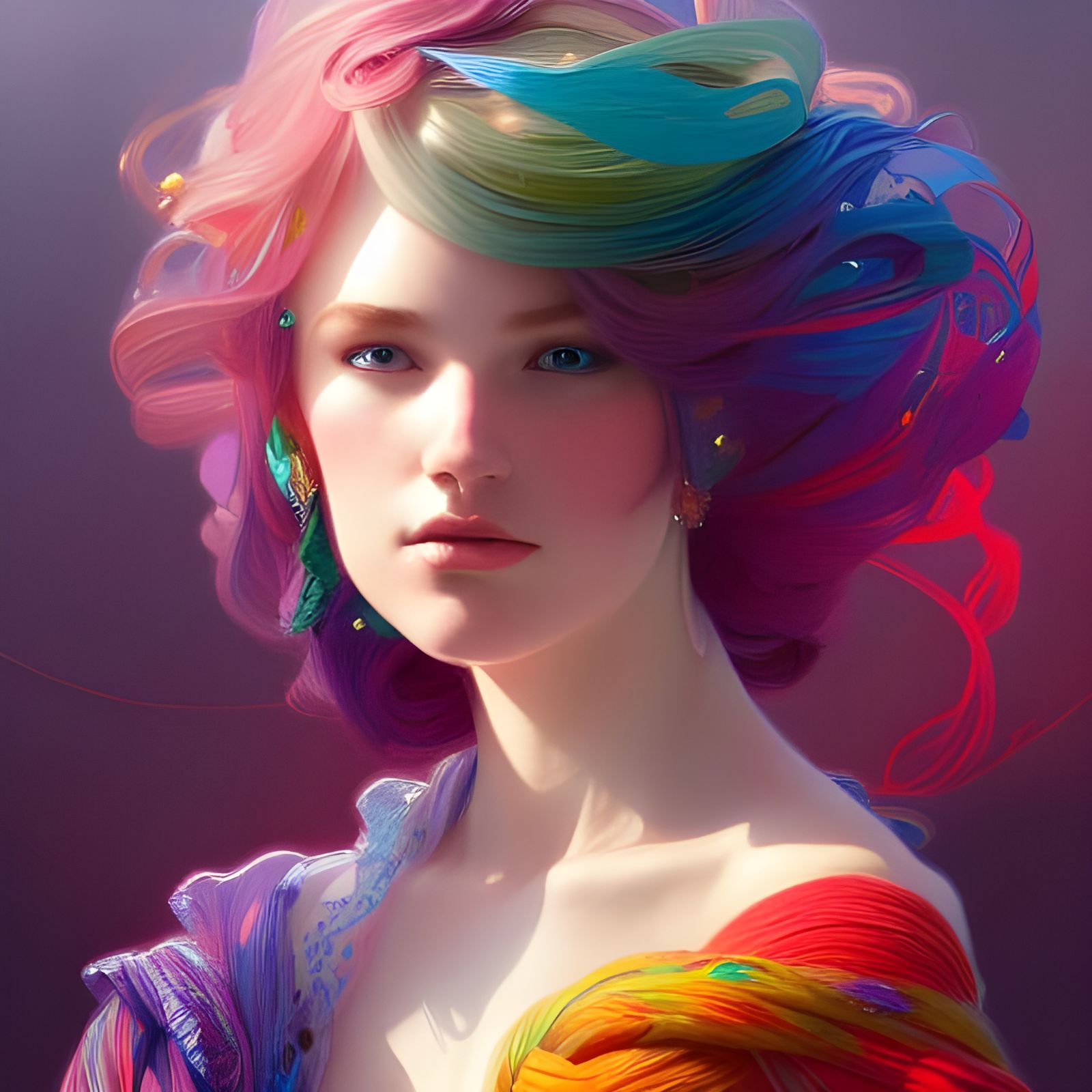 Irish Princess Portrait with Colorful Yarn Clothing