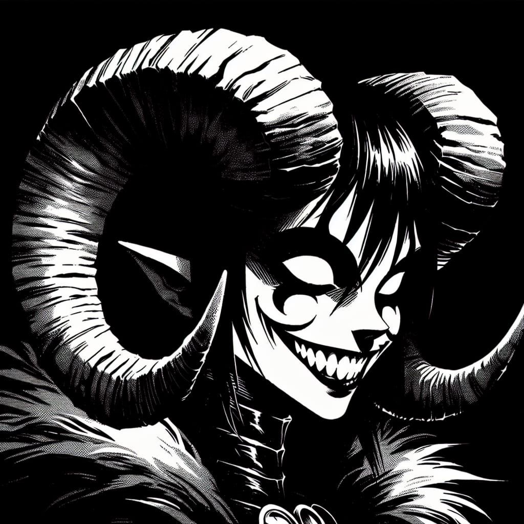 Mysterious Demoness in Heavy Ink Style