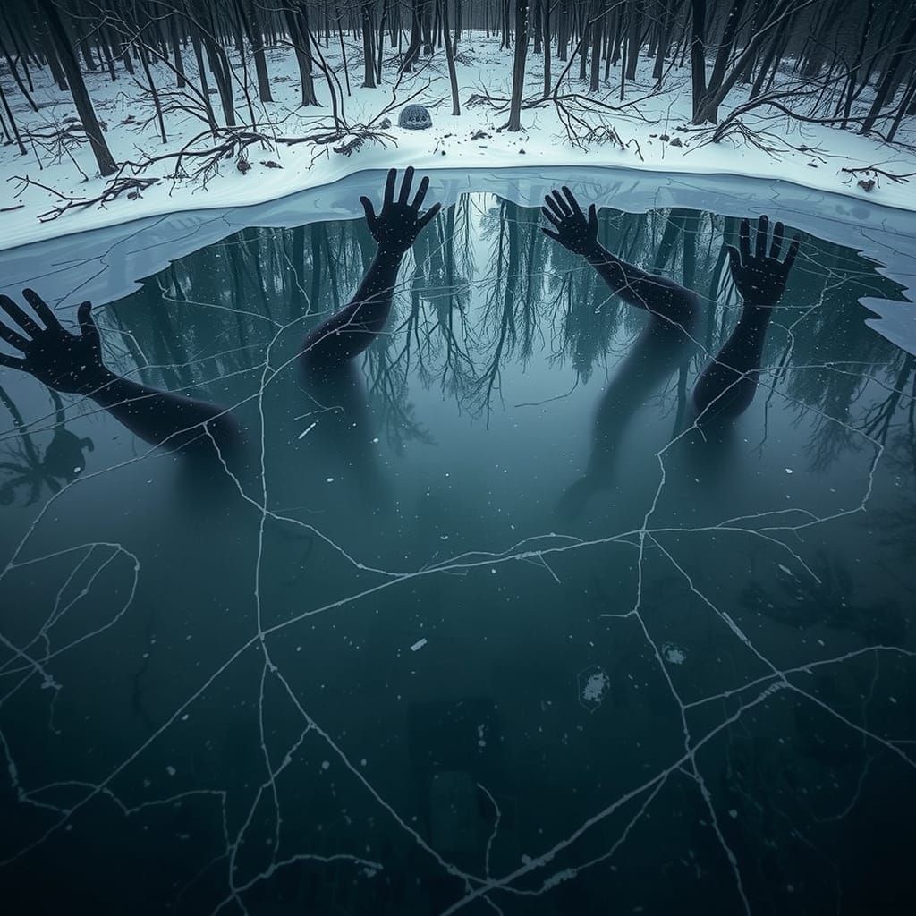Ghostly Apparitions Frozen in Icy Winter Abyss