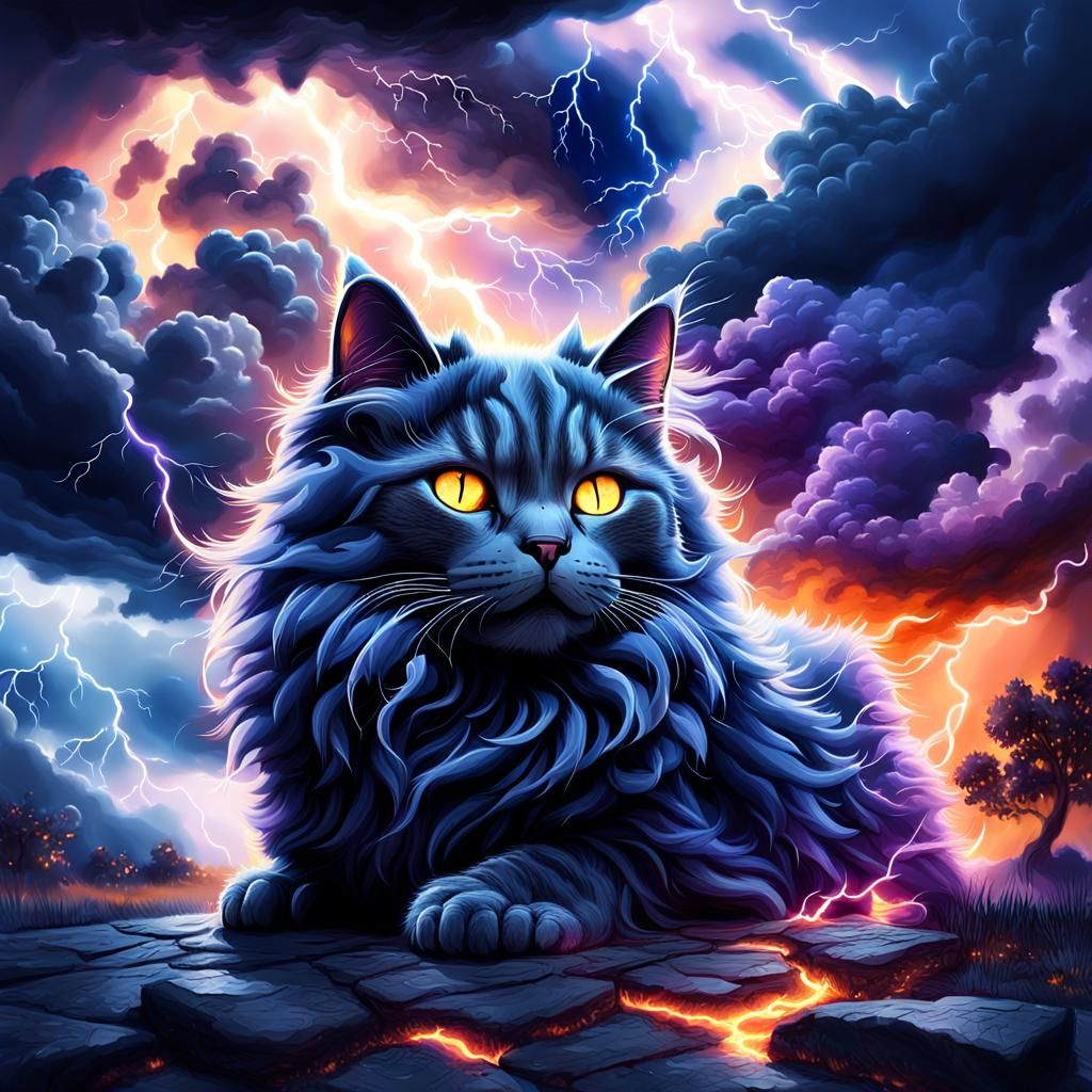 Storm Cloud Cat in Fantasy Art Style