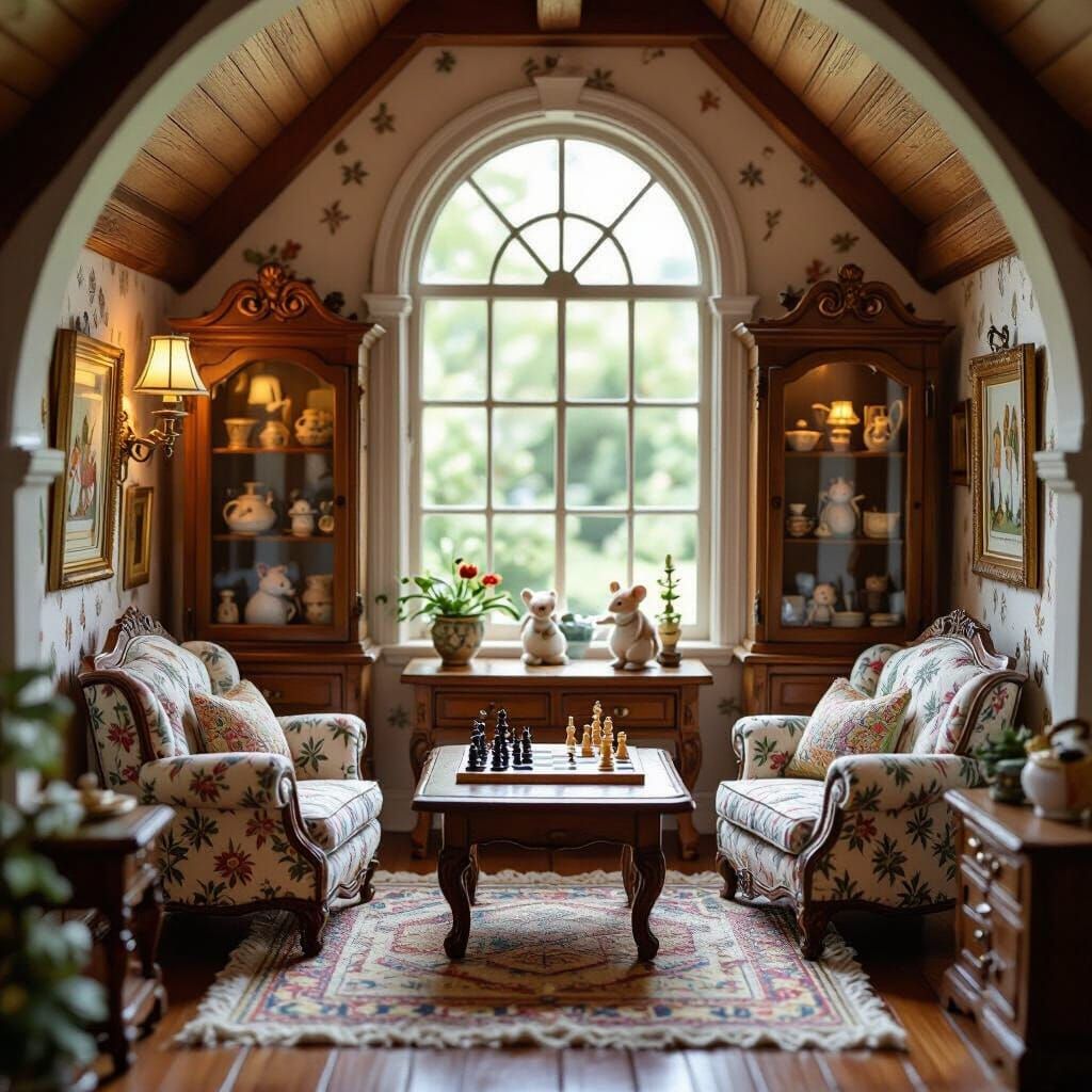 Cozy Cottage Dollhouse Room in Storybook Style
