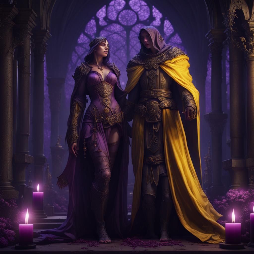 Necromancer Lovers in Medieval Dark Fantasy Style