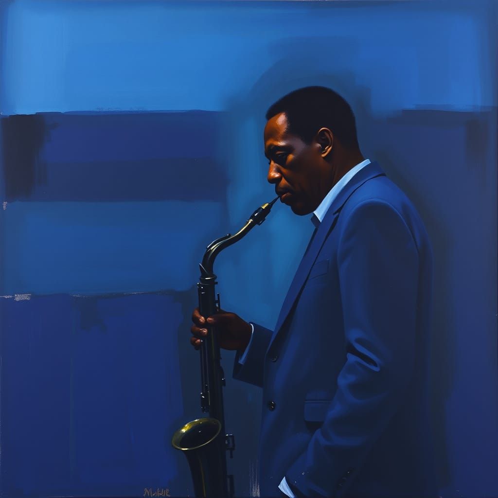 Miles Davis Portrait in Rothko-Inspired Abstract Style