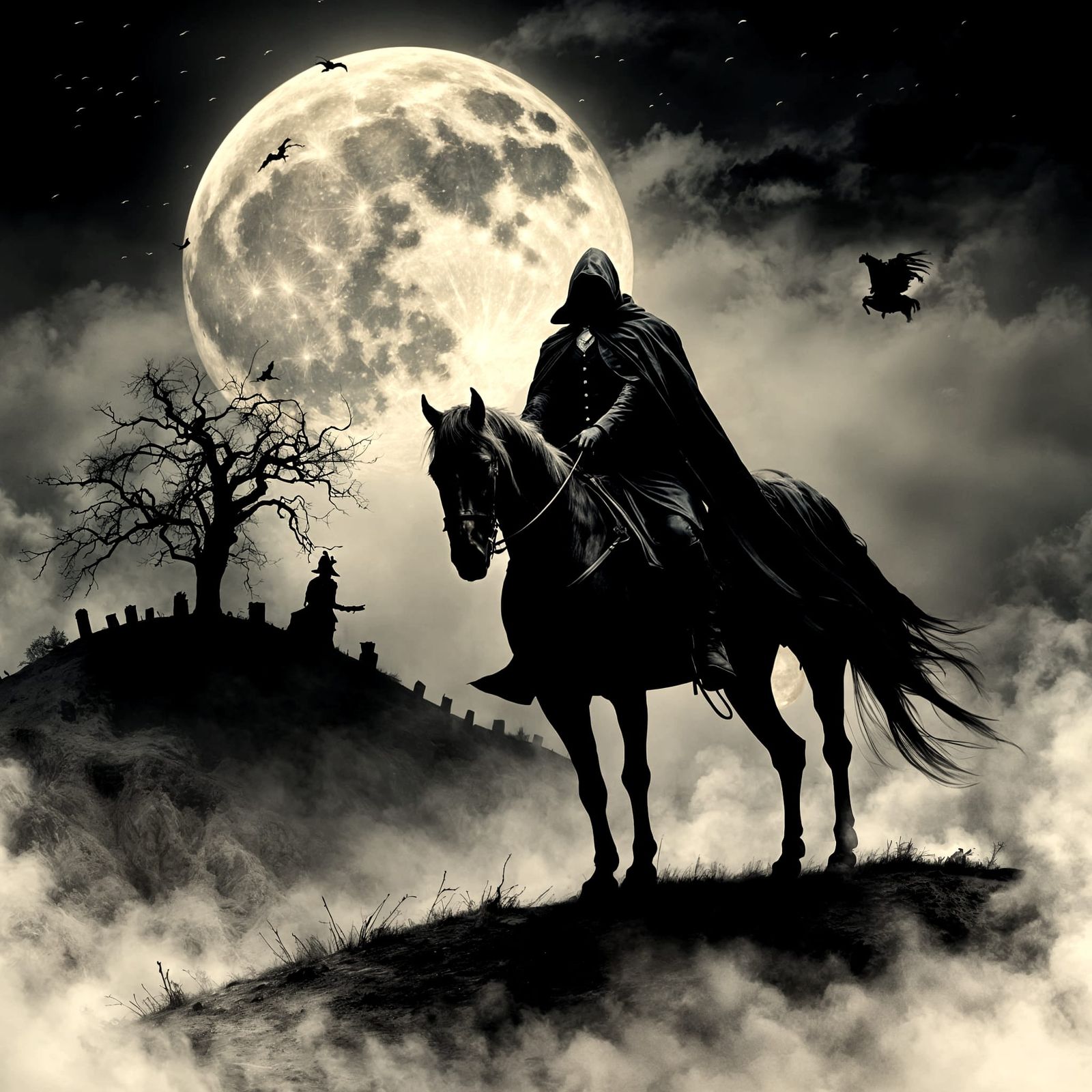 Headless Horseman on a Spooky Hilltop