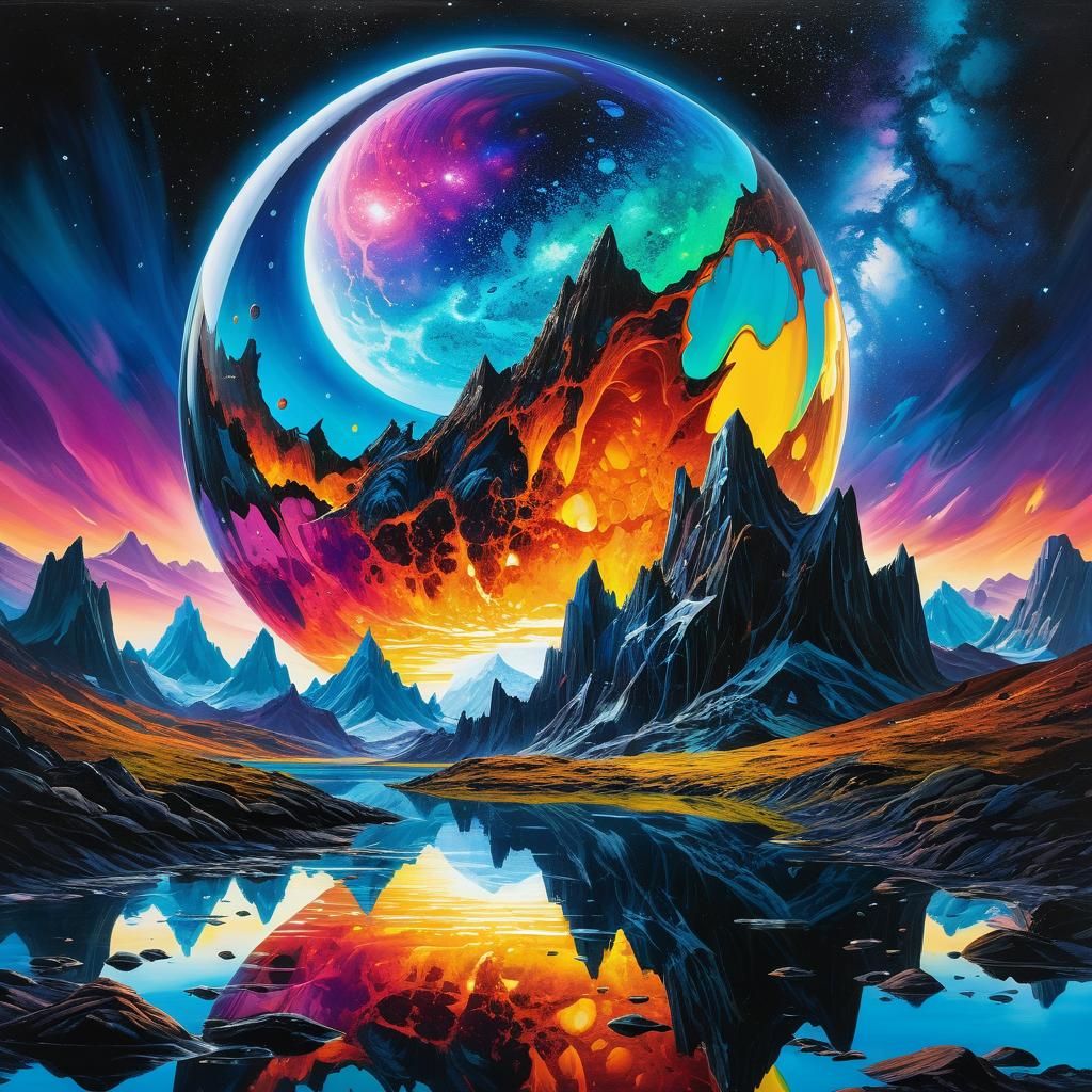 Dreamscape Cosmic Egg in Neo-Impressionist Style