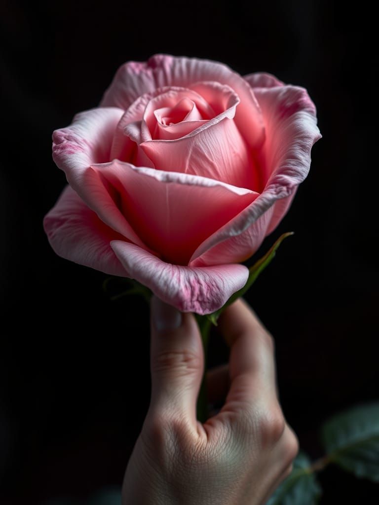 Crimson Rose Transformation in Dark Fantasy Style