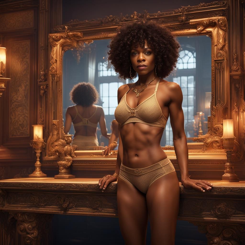 Detailed Matte Painting of Woman in Underwear