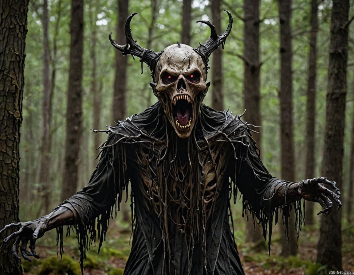 Grimdark Fantasy Scarecrow in Haunted Forest