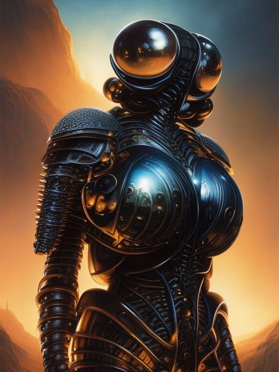 Science Fantasy Trilobite Girl in Pre-Raphaelite Style