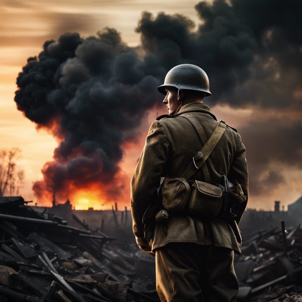 World War II Sunset Silhouette in High Resolution