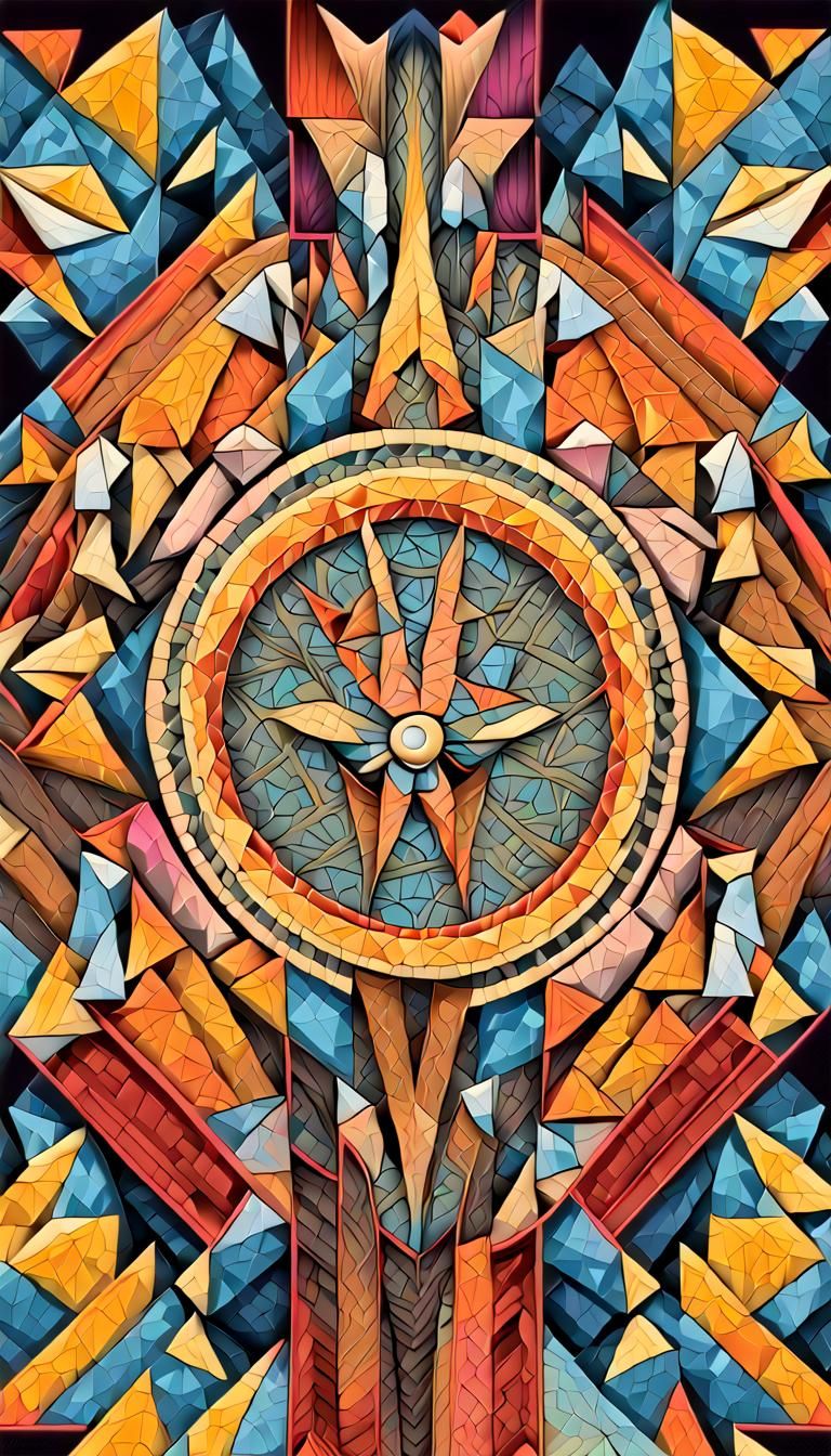 Quantum Mandala: 3D Psychedelic Cubist Illustration
