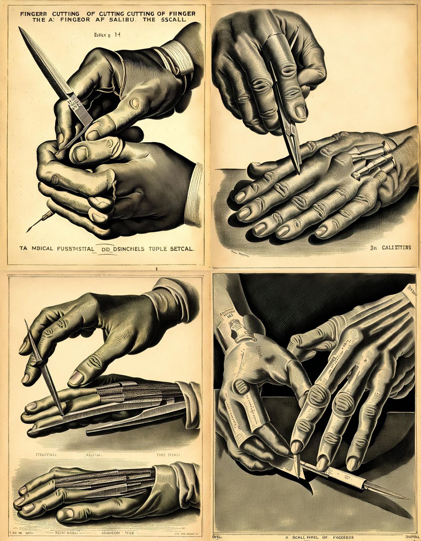 Vintage Medical Illustration: Scalpel Incision