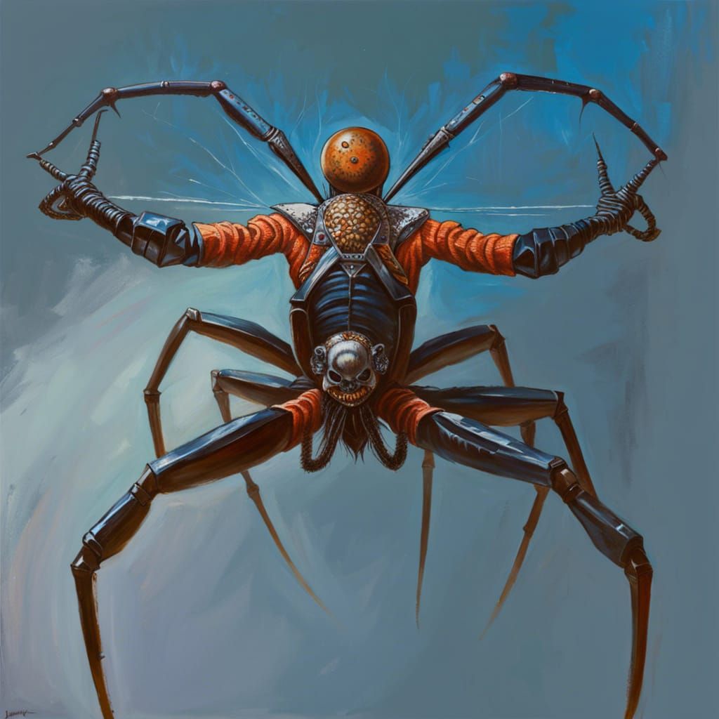 Human-Spider Hybrid in Oil Painting Style