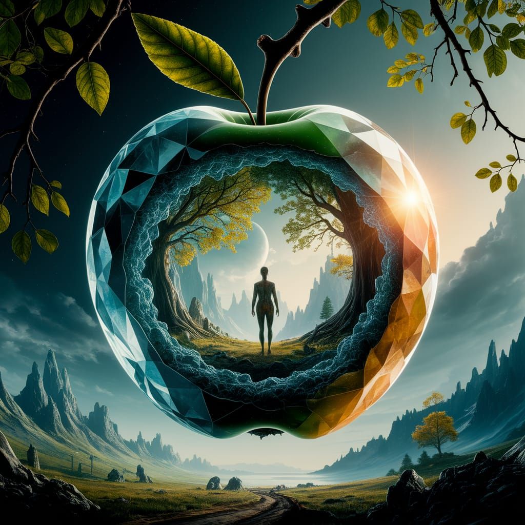 Alien World in Crystalline Apple: Cinematic Film Still