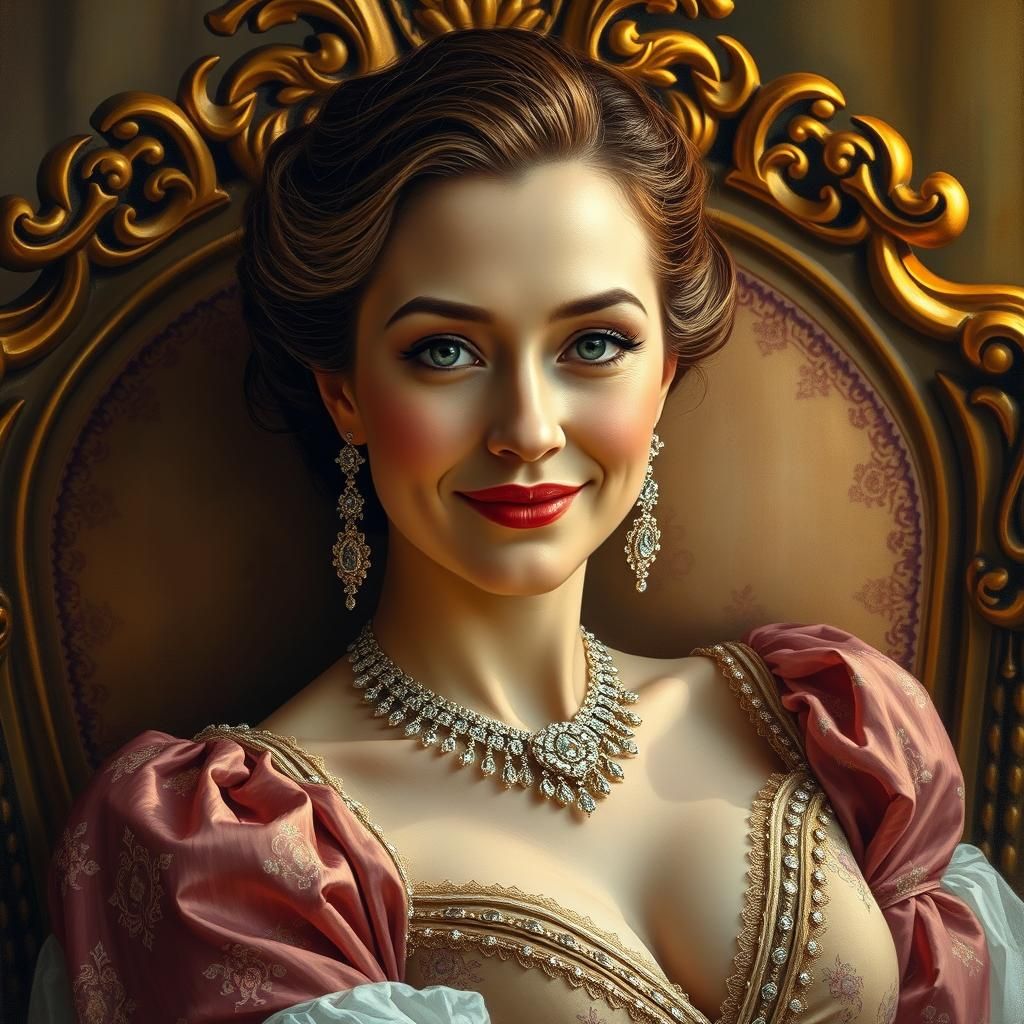 Baroque Woman in Golden Light, Dreamy Art Style