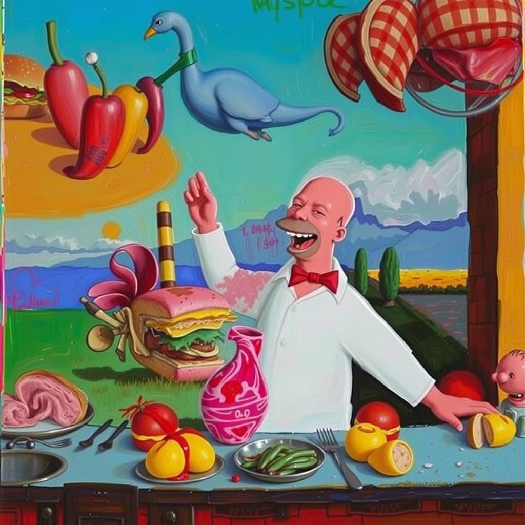 Homer Simpson's Surreal Salmon Dreamscape