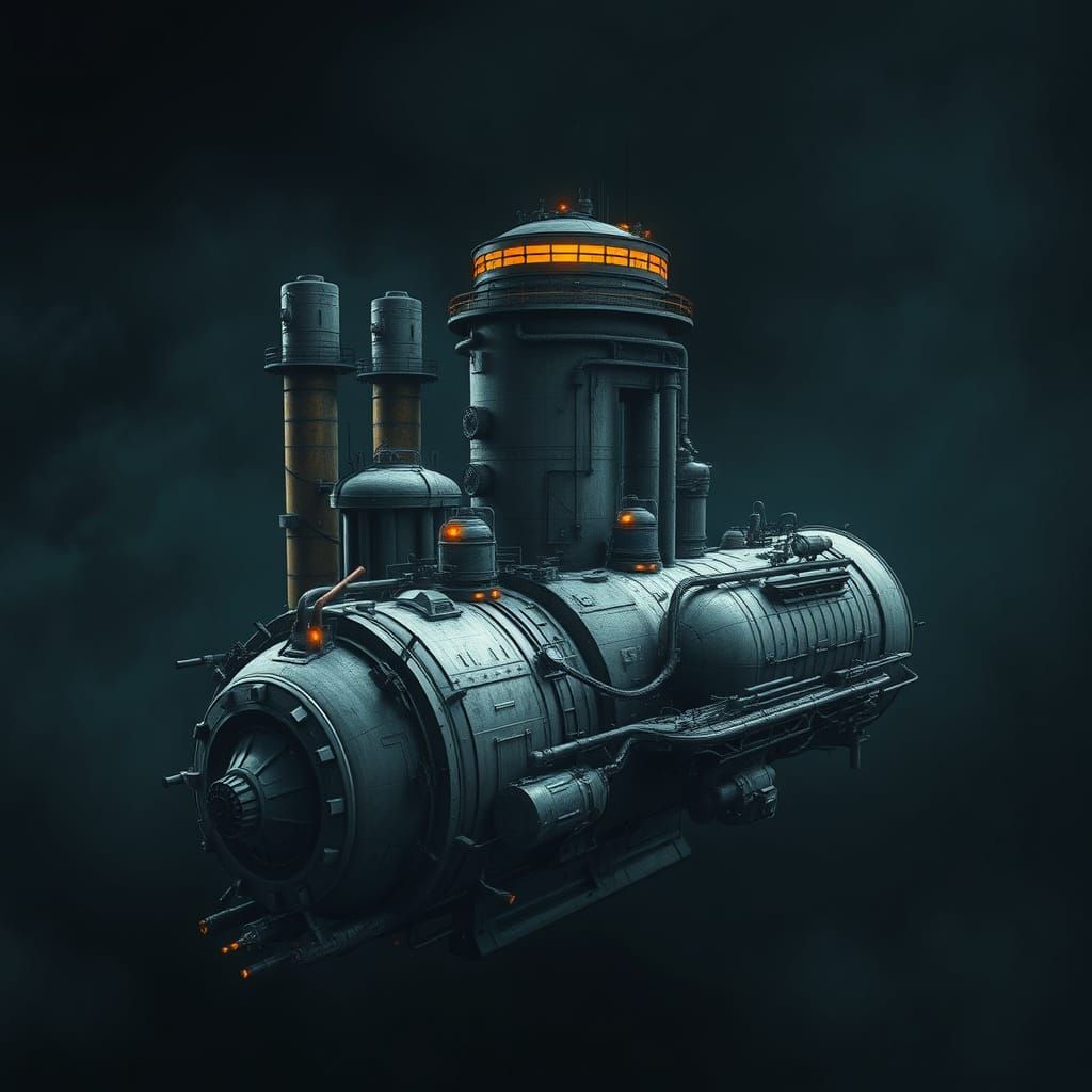 Cyberpunk Industrial Complex in Space