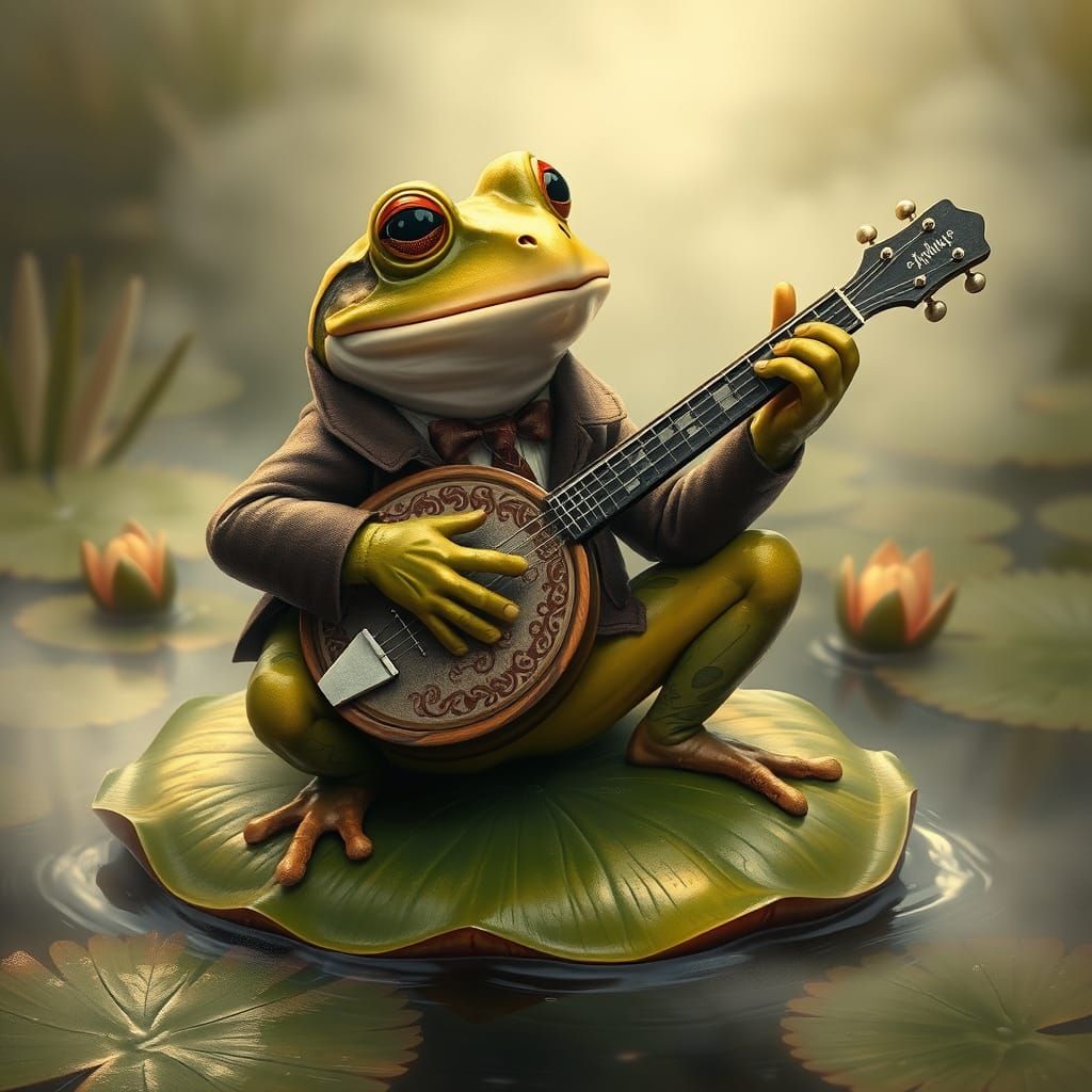 Bullfrog's Banjo Serenade in Fantasy Landscape