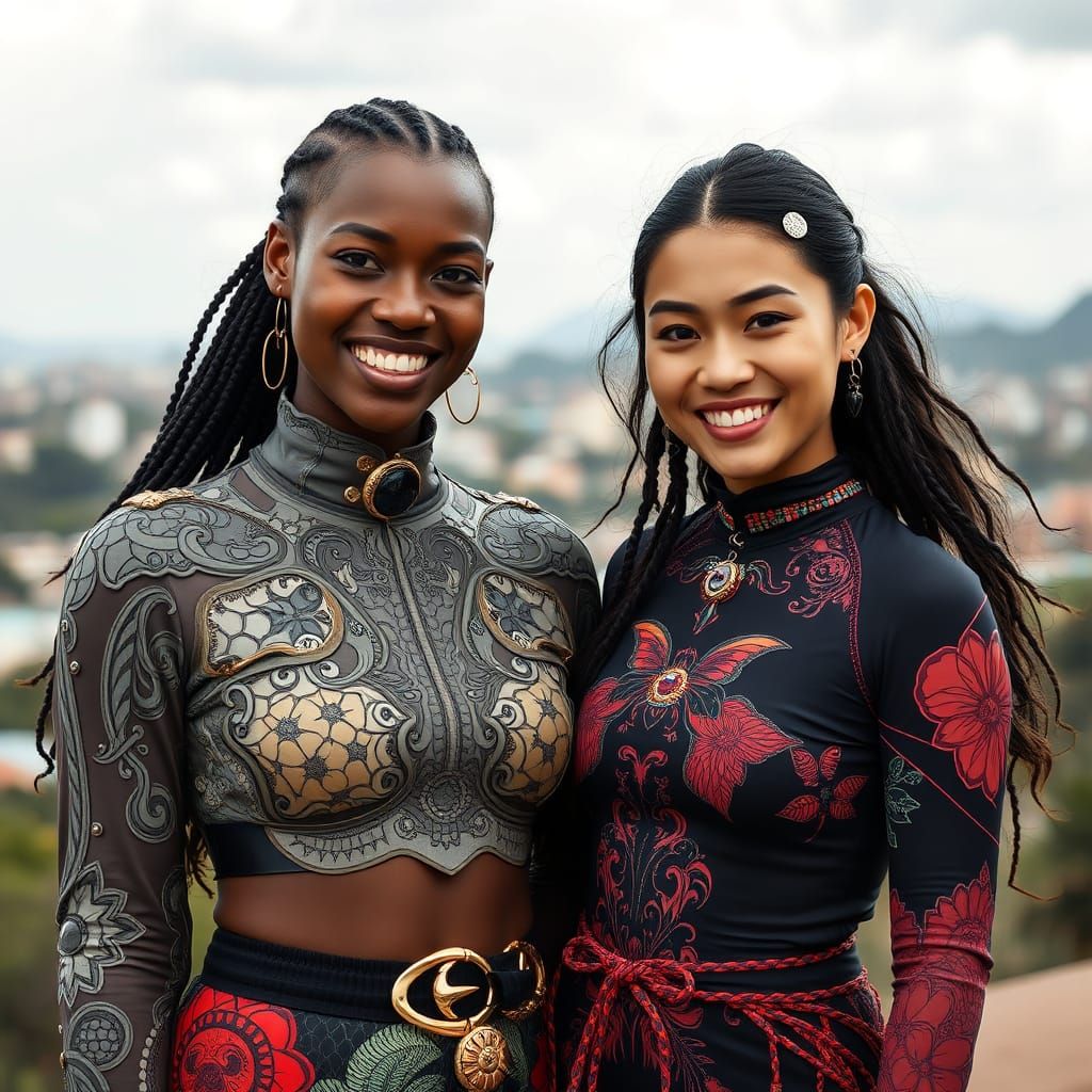 Smiling Women in Futuristic Brazilian-Japanese Streetwear