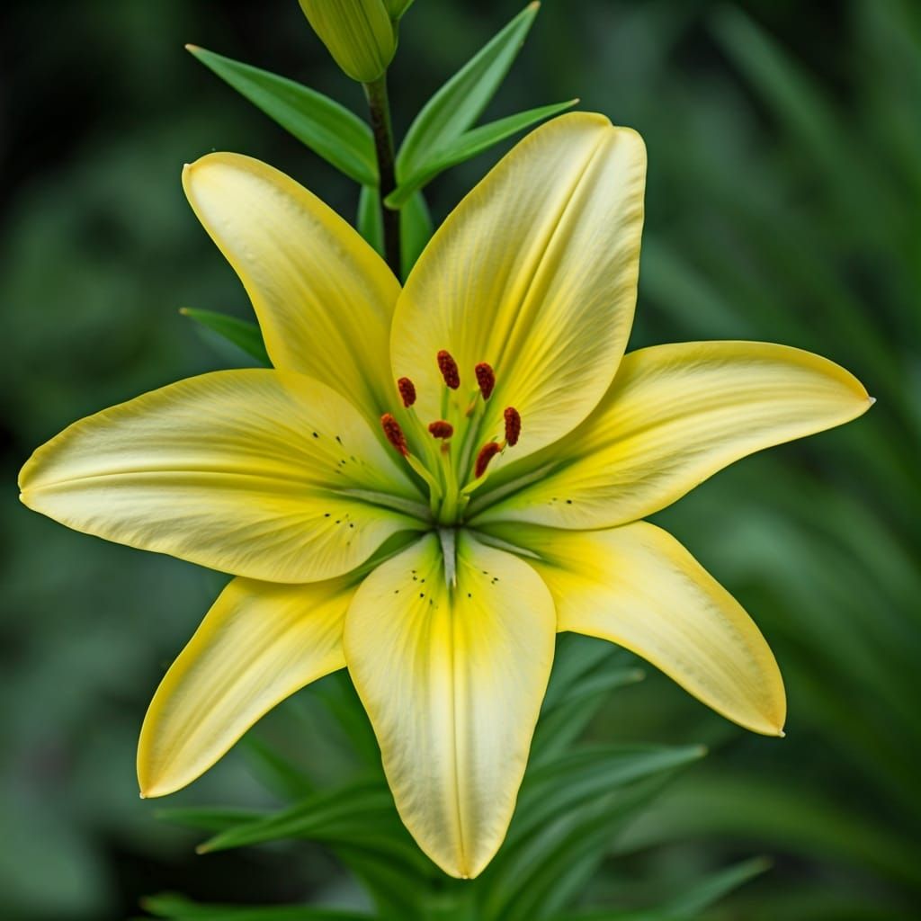 Unusual Green Lily with Yellow Stem and Leaves