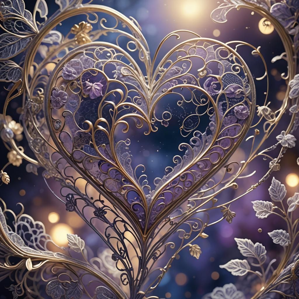 Lace Heart in Dreamy Ethereal Atmosphere