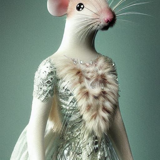 Lonely Mouse in Shimmering Glass Dress