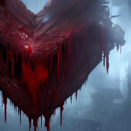 Dripping Blood Broken Heart Fantasy Concept Art