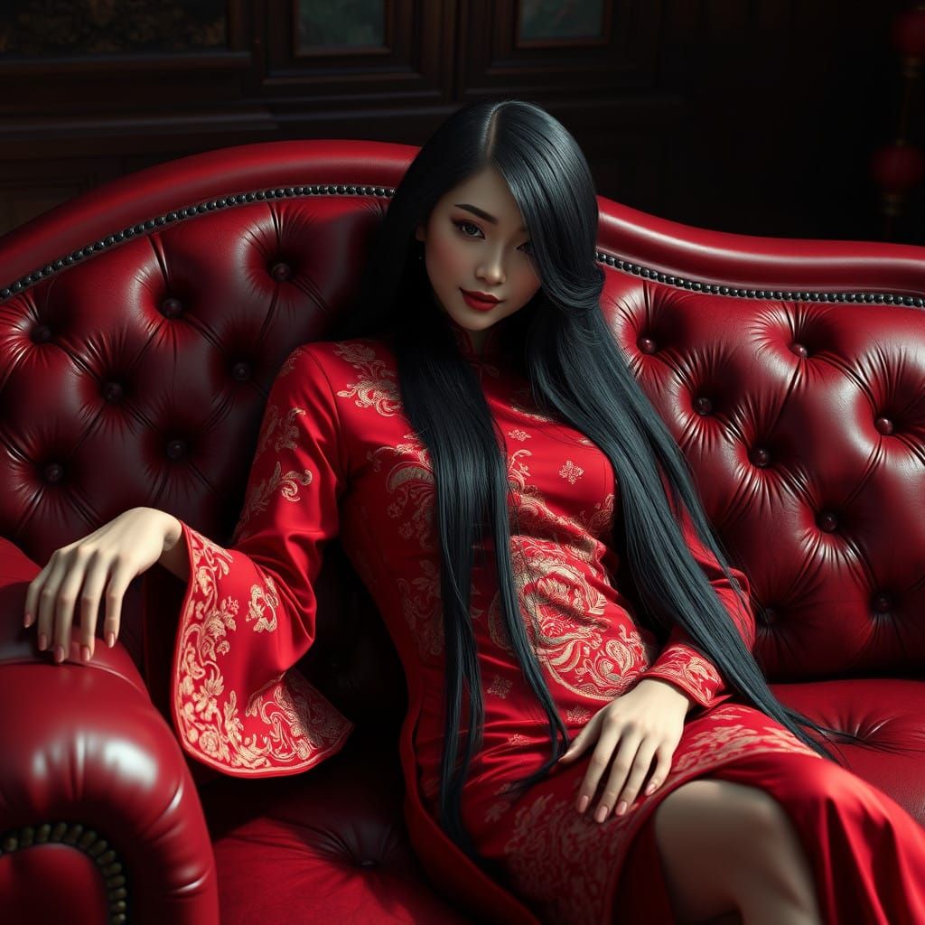 Beneath Velvet Drapes, a Vision of Mystique Unfolds