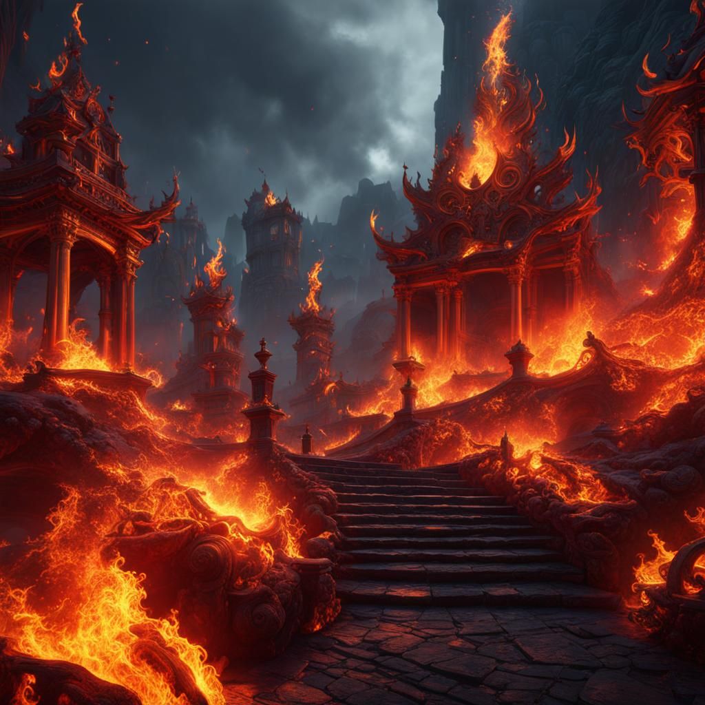 Detailed Flames: Matte Painting in Deep Color