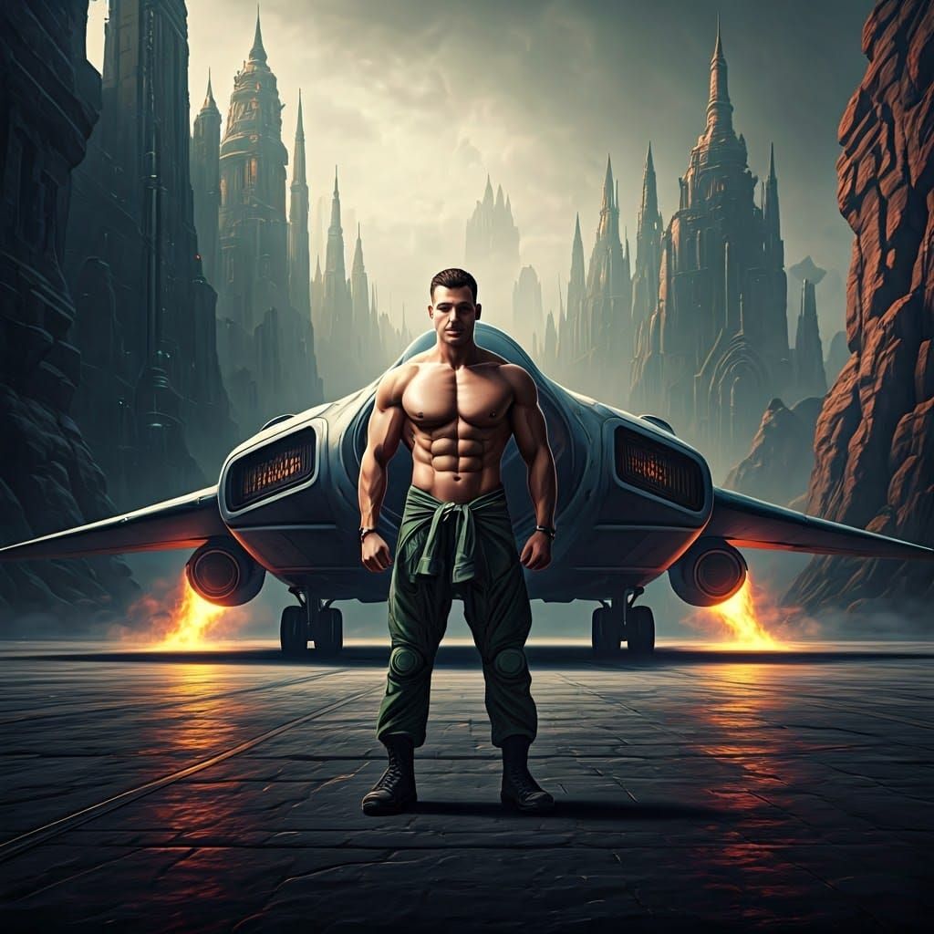 Heroic Pilot After Flight, Fantasy Concept Art