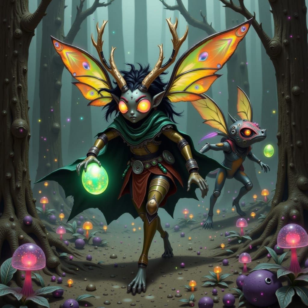 Firbolg Druid's Escape: A Dark Fantasy Illustration